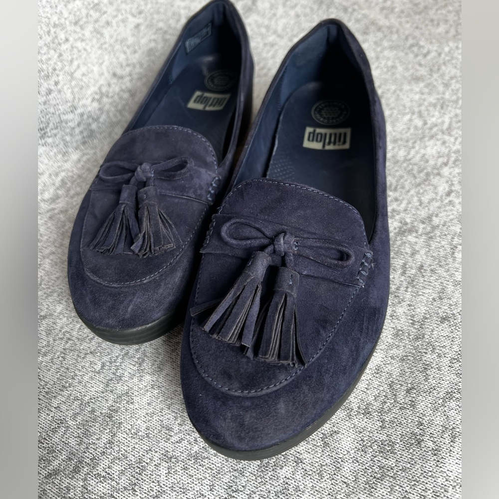 Fitflop blue suede loafer with tassel - 8.5
